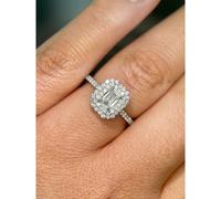 Faith Diamonds Platinum Total 0.87ct Emerald Cut Centre with Diamond Shoulders Ring
