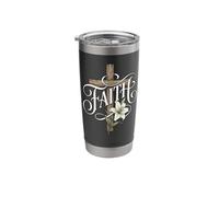 Faith Easter Lily and Christian Cross Stainless Steel Insulated Tumbler