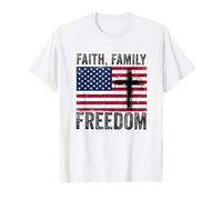 Faith Family Freedom American Flag Patriot USA Christian T-Shirt