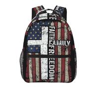 Faith Family Freedom Christian Usa Flag Backpack Laptop Bag Camping 15.6 In