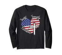 Faith Family Freedom Heart Christian American 4th of July Long Sleeve T-Shirt