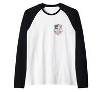 Faith Family Freedom - Patriotic Christian Vintage USA Flag Raglan Baseball Tee