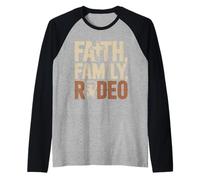 Faith Family Rodeo Christian Western Cowboy Rodeo Raglan Baseball Tee