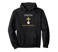 Faith Family Softball Christian Religious Sports Athlete Pullover Hoodie