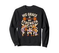 Faith Fitness His Grace Is My Strength Cool Mens Bible Verse Sweatshirt
