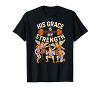 Faith Fitness His Grace is My Strength Cool Mens Bible Verse T-Shirt