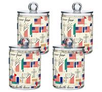 Faith Flag 4th Of July Illustration Clear Plastic Food Organizer Storage with lid Pantry Essentials Decorative storage bin for Cotton Swabs,Cotton Pads,Floss Picks,Paper Clips,Hair Clips 4 Pack