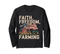 Faith Freedom Farming Patriotic Christian Veteran Long Sleeve T-Shirt