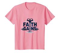 Faith Gains: Spiritual Strength for Christian Athletes T-Shirt, Kids, Pink, 3 Years