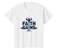 Faith Gains: Spiritual Strength for Christian Athletes T-Shirt, Kids, White, 4 Years