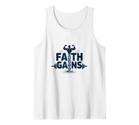 Faith Gains: Spiritual Strength for Christian Athletes Tank Top, Men, White, L