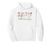 Faith Grace Love and Vintage Floral Bible Scripture Pullover Hoodie