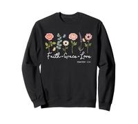 Faith Grace Love and Vintage Floral Bible Scripture Sweatshirt