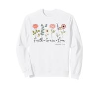 Faith Grace Love and Vintage Floral Bible Scripture Sweatshirt