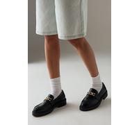 Womens Faith: Grethe Faux Leather Metal Trim Detail Chunky Loafers Black 4