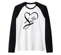 Faith Heart Christian Design - Heart Shaped Faith Typography Raglan Baseball Tee