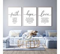 Faith Hope and Love Bible Verses 3 Piece Canvas Wall Art Decor Serenity Prayer Wall Art or Living Room Large Size Christian Art Religious Quotes Wall Decor Unframed Love Wall Art Prints 16x24inchx3