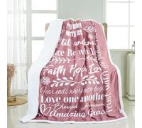 Faith Hope Love Blanket for Mom, Grandma, Inspirational Christian Gifts for Women Men, Gives Comfort, Strength and Warm Hug (Pink, Sherpa Fleece)