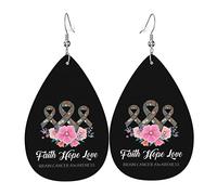Faith Hope Love Brain Cancer Awareness 1 Leather Earrings For Women Dangle Earring Drop Pendant With Hook Gifts For Adult Teen Womens Girls Accessories