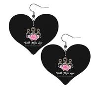 Faith Hope Love Brain Cancer Awareness Leather Earrings For Women Dangle Earring Drop Heart Pendant With Hook Gifts For Adult Girl
