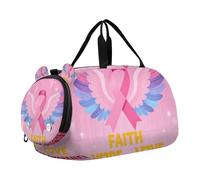 Faith Hope Love Breast Cancers Awareness Duffel Gym Bags with Shoes Compartment Lightweight Kids Overnight Bag for School Practice, Sports, Travel