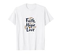 Faith Hope Love Christian Inspirational Quote Anchor Heart T-Shirt, Men, White, 6XL