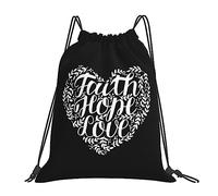 Faith Hope Love Christianity Men Women Drawstring Bag Large Drawstring Backpack Durable Swimming Bag For Football Travel Yoga