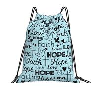 Faith Hope Love Christianity Unisex String Backpack Foldable Swimming Bag Durable Gym Sack For Gym Football Yoga