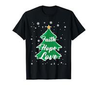 Faith Hope Love Christmas Tree Religious Xmas Matching T-Shirt