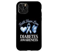 Faith Hope Love Diabetes Awareness Ribbon Heart Butterfly Case for iPhone 11 Pro