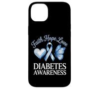 Faith Hope Love Diabetes Awareness Ribbon Heart Butterfly Case for iPhone 14 Plus