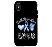 Faith Hope Love Diabetes Awareness Ribbon Heart Butterfly Case for iPhone X/XS