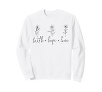 Faith Hope Love Floral Christian Quote Minimal Line Art Sweatshirt
