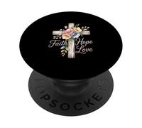 Faith Hope Love Floral Cross Christian Belief Design PopSockets Adhesive PopGrip