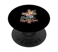 Faith Hope Love Floral Cross Design PopSockets Adhesive PopGrip