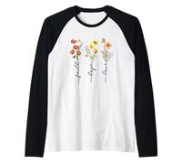 Faith Hope Love Floral Inspirational Quote Raglan Baseball Tee