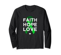 Faith Hope Love Green Ribbon Support Mental Health Long Sleeve T-Shirt
