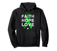 Faith Hope Love Green Ribbon Support Mental Health Pullover Hoodie