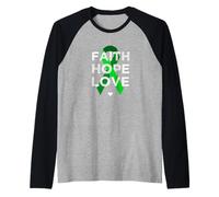 Faith Hope Love Green Ribbon Support Mental Health Raglan Baseball Tee