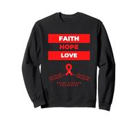Faith Hope Love Heart Disease Awareness Red Ribbon Sweatshirt