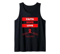 Faith Hope Love Heart Disease Awareness Red Ribbon Tank Top