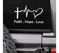 Faith Hope Love Heartbeat Decal Vinyl Sticker for Laptop Cars White| 6 x 4 in |Appx |VC-321
