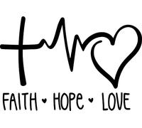 Faith Hope Love Heartbeat Religion Vinyl Decal Sticker for Car/Window/Wall (White Matt)