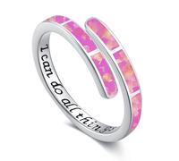 Faith Hope Love/I Can Do All Things Ring 925 Sterling Silver Opal Ring Adjustable Rings for Women Opal Jewellery for Girls Women