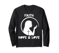 Faith Hope Love Silhouette for Easter Church Long Sleeve T-Shirt