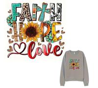 Faith Hope Love Sunflower Leopard Iron On Transfers for T-Shirts Rub on Transfers Stickers Vinyl Ready to Press Stickers Iron on Decals for T-Shirts Clothing Hoodie DIY Crafts