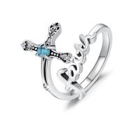 Faith Hope Ring 925 Sterling Silver Cross Rings for Women Jewellery Gifts for Women Men Birthday (Faith Cross Ring)