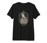 Faith Hustle Pray Christian Entrepreneur Statement Premium T-Shirt