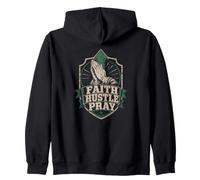 Faith Hustle Pray Christian Entrepreneur Statement Zip Hoodie