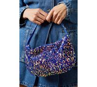 Womens Faith: Ibiza Sequin Detail Shoulder Bag Blue One Size